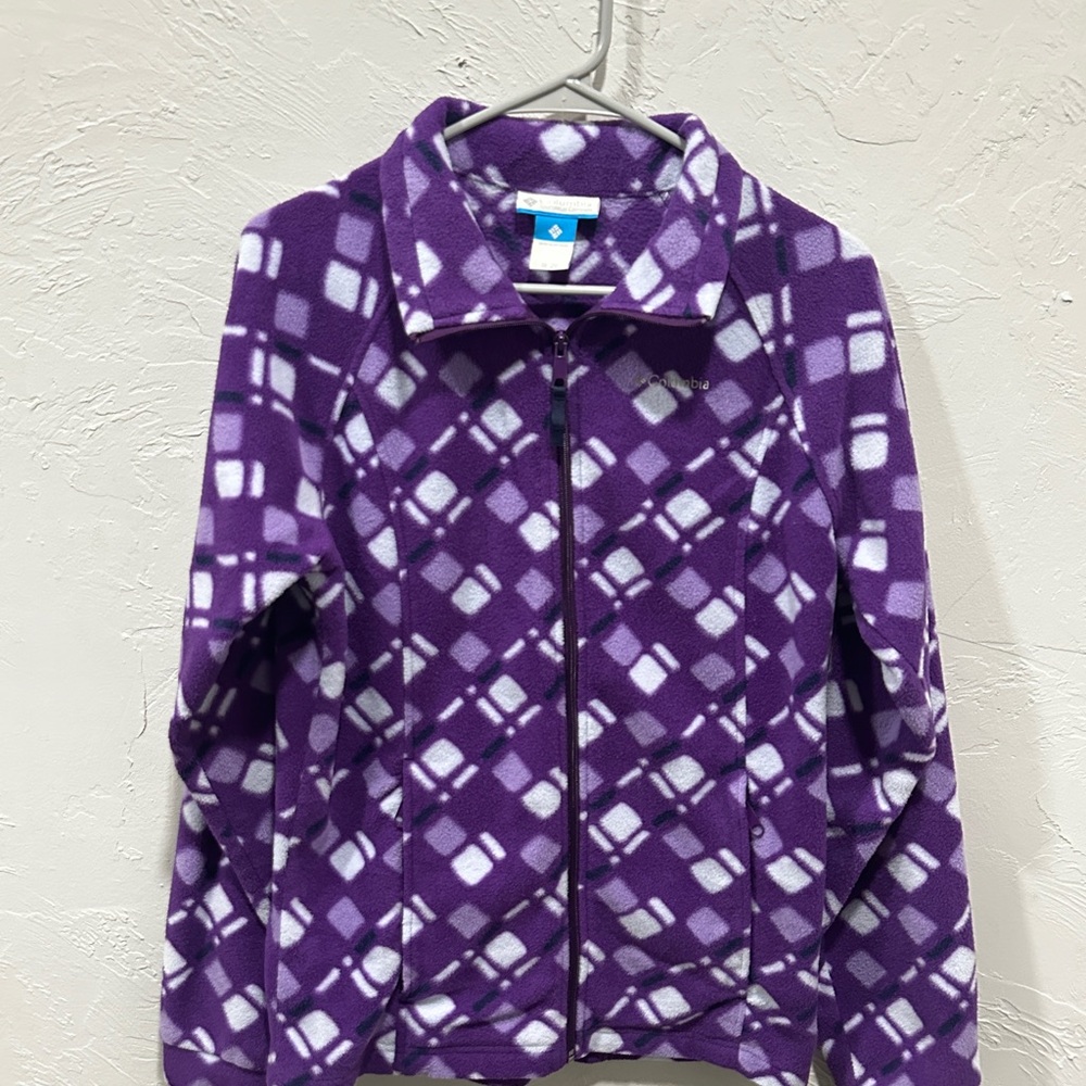 Columbia Purple and White Patterned Fleece Jacket